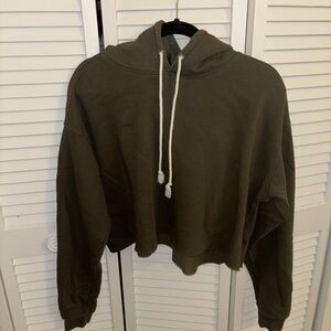 Wild Fable Dark Green Cropped Hoodie